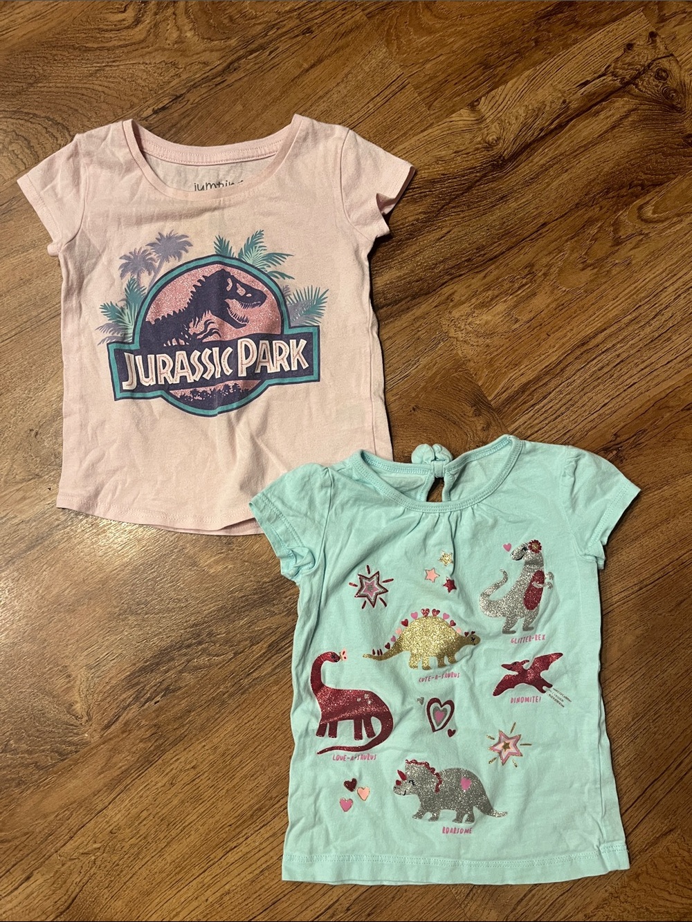 Jurassic Park Pink Short-Sleeve Tee & Mint Dinosaur Graphic Top - Kids